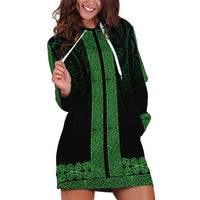 New Zealand Maori Kowhaiwhai Hoodie Dress Kakariki Maui and Mangopare LT9 Green - Polynesian Pride