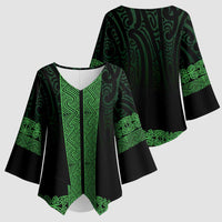 New Zealand Maori Kowhaiwhai Kimono Sleeve Blouse Kakariki Maui and Mangopare - Polynesian Pride