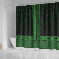 New Zealand Maori Kowhaiwhai Shower Curtain Kakariki Maui and Mangopare