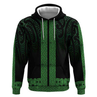 New Zealand Maori Kowhaiwhai Zip Hoodie Kakariki Maui and Mangopare