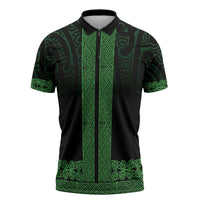 New Zealand Maori Kowhaiwhai Zipper Polo Shirt Kakariki Maui and Mangopare - Polynesian Pride