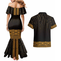 New Zealand Maori Kowhaiwhai Couples Matching Mermaid Dress and Hawaiian Shirt Karaka Maui and Mangopare