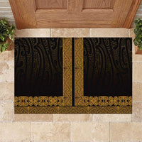 New Zealand Maori Kowhaiwhai Rubber Doormat Karaka Maui and Mangopare LT9 Gold - Polynesian Pride