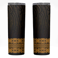 New Zealand Maori Kowhaiwhai Skinny Tumbler Karaka Maui and Mangopare LT9 Gold - Polynesian Pride