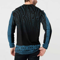 New Zealand Maori Kowhaiwhai Button Sweatshirt Kikorangi Maui and Mangopare LT9 - Polynesian Pride