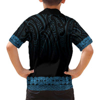 New Zealand Maori Kowhaiwhai Hawaiian Shirt Kikorangi Maui and Mangopare