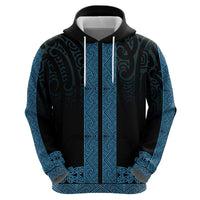 New Zealand Maori Kowhaiwhai Hoodie Kikorangi Maui and Mangopare