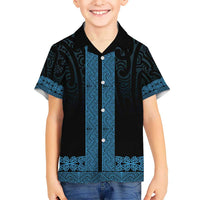 New Zealand Maori Kowhaiwhai Kid Hawaiian Shirt Kikorangi Maui and Mangopare LT9 Kid Blue - Polynesian Pride