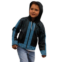 New Zealand Maori Kowhaiwhai Kid Hoodie Kikorangi Maui and Mangopare