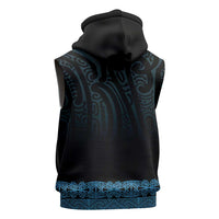 New Zealand Maori Kowhaiwhai Sleeveless Zip Hoodie Kikorangi Maui and Mangopare LT9 - Polynesian Pride