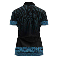 New Zealand Maori Kowhaiwhai Women Polo Shirt Kikorangi Maui and Mangopare