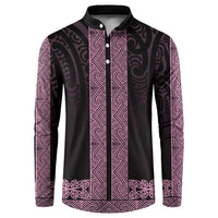 New Zealand Maori Kowhaiwhai Button Sweatshirt Mawhero Maui and Mangopare LT9 Pink - Polynesian Pride