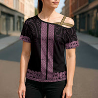 New Zealand Maori Kowhaiwhai Cross Shoulder Shirt Mawhero Maui and Mangopare - Polynesian Pride