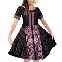 New Zealand Maori Kowhaiwhai Family Matching Off Shoulder Short Dress and Hawaiian Shirt Mawhero Maui and Mangopare