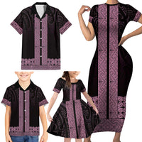 New Zealand Maori Kowhaiwhai Family Matching Short Sleeve Bodycon Dress and Hawaiian Shirt Mawhero Maui and Mangopare