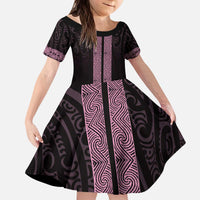 New Zealand Maori Kowhaiwhai Kid Short Sleeve Dress Mawhero Maui and Mangopare