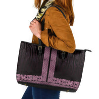 New Zealand Maori Kowhaiwhai Leather Tote Bag Mawhero Maui and Mangopare