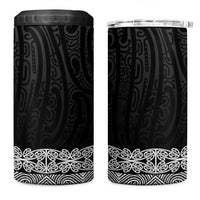 New Zealand Maori Kowhaiwhai 4 in 1 Can Cooler Tumbler Pango Maui and Mangopare LT9 One Size: 16 oz Black - Polynesian Pride