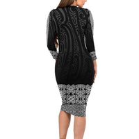 New Zealand Maori Kowhaiwhai Family Matching Long Sleeve Bodycon Dress and Hawaiian Shirt Pango Maui and Mangopare