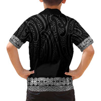 New Zealand Maori Kowhaiwhai Family Matching Off Shoulder Short Dress and Hawaiian Shirt Pango Maui and Mangopare