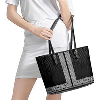 New Zealand Maori Kowhaiwhai Leather Tote Bag Pango Maui and Mangopare LT9 - Polynesian Pride