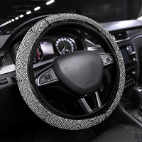 New Zealand Maori Kowhaiwhai Steering Wheel Cover Pango Maui and Mangopare LT9 Universal Fit Black - Polynesian Pride