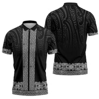 New Zealand Maori Kowhaiwhai Zipper Polo Shirt Pango Maui and Mangopare - Polynesian Pride