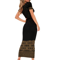 New Zealand Maori Kowhaiwhai Family Matching Short Sleeve Bodycon Dress and Hawaiian Shirt Parauri Maui and Mangopare