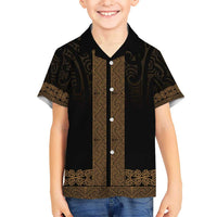 New Zealand Maori Kowhaiwhai Kid Hawaiian Shirt Parauri Maui and Mangopare