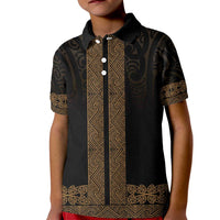 New Zealand Maori Kowhaiwhai Kid Polo Shirt Parauri Maui and Mangopare