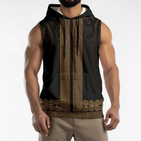 New Zealand Maori Kowhaiwhai Sleeveless Hoodie Parauri Maui and Mangopare - Polynesian Pride