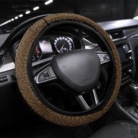 New Zealand Maori Kowhaiwhai Steering Wheel Cover Parauri Maui and Mangopare LT9 Universal Fit Brown - Polynesian Pride