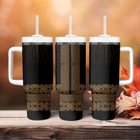 New Zealand Maori Kowhaiwhai Tumbler With Handle Parauri Maui and Mangopare LT9 - Polynesian Pride
