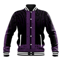 New Zealand Maori Kowhaiwhai Baseball Jacket Waiporoporo Maui and Mangopare LT9 Unisex Purple - Polynesian Pride