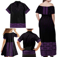 New Zealand Maori Kowhaiwhai Family Matching Off Shoulder Maxi Dress and Hawaiian Shirt Waiporoporo Maui and Mangopare