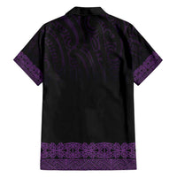 New Zealand Maori Kowhaiwhai Family Matching Off Shoulder Short Dress and Hawaiian Shirt Waiporoporo Maui and Mangopare