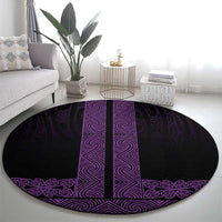 New Zealand Maori Kowhaiwhai Round Carpet Waiporoporo Maui and Mangopare