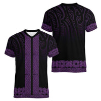 New Zealand Maori Kowhaiwhai Women V-Neck T-Shirt Waiporoporo Maui and Mangopare LT9 - Polynesian Pride