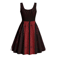 New Zealand Maori Kowhaiwhai Midi Dress Whero Maui and Mangopare - Polynesian Pride