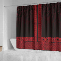 New Zealand Maori Kowhaiwhai Shower Curtain Whero Maui and Mangopare