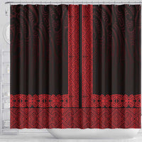 New Zealand Maori Kowhaiwhai Shower Curtain Whero Maui and Mangopare