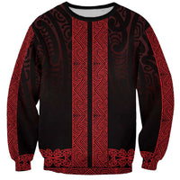 New Zealand Maori Kowhaiwhai Sweatshirt Whero Maui and Mangopare LT9 Unisex Red - Polynesian Pride