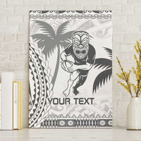 Custom Fiji Black Fern Canvas Wall Art Maori Warroir with Fijian Masi Pattern