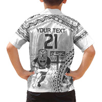 Custom Fiji Black Fern Hawaiian Shirt Maori Warroir with Fijian Masi Pattern