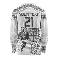 Custom Fiji Black Fern Long Sleeve Shirt Maori Warroir with Fijian Masi Pattern LT9 - Polynesian Pride