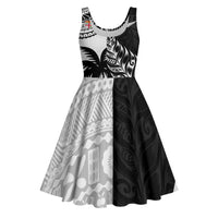 Fiji New Zealand Rugby Personalised Midi Dress Maori and Tapa Pattern - Polynesian Pride