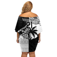 Custom Fiji New Zealand Off Shoulder Short Dress Maori mix Tapa Pattern Version