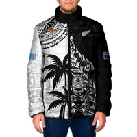 Fiji New Zealand Rugby Personalised Padded Jacket Maori and Tapa Pattern - Polynesian Pride