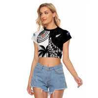 Custom Fiji New Zealand Raglan Cropped T Shirt Maori mix Tapa Pattern Version