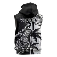 Fiji New Zealand Rugby Personalised Sleeveless Hoodie Maori and Tapa Pattern - Polynesian Pride